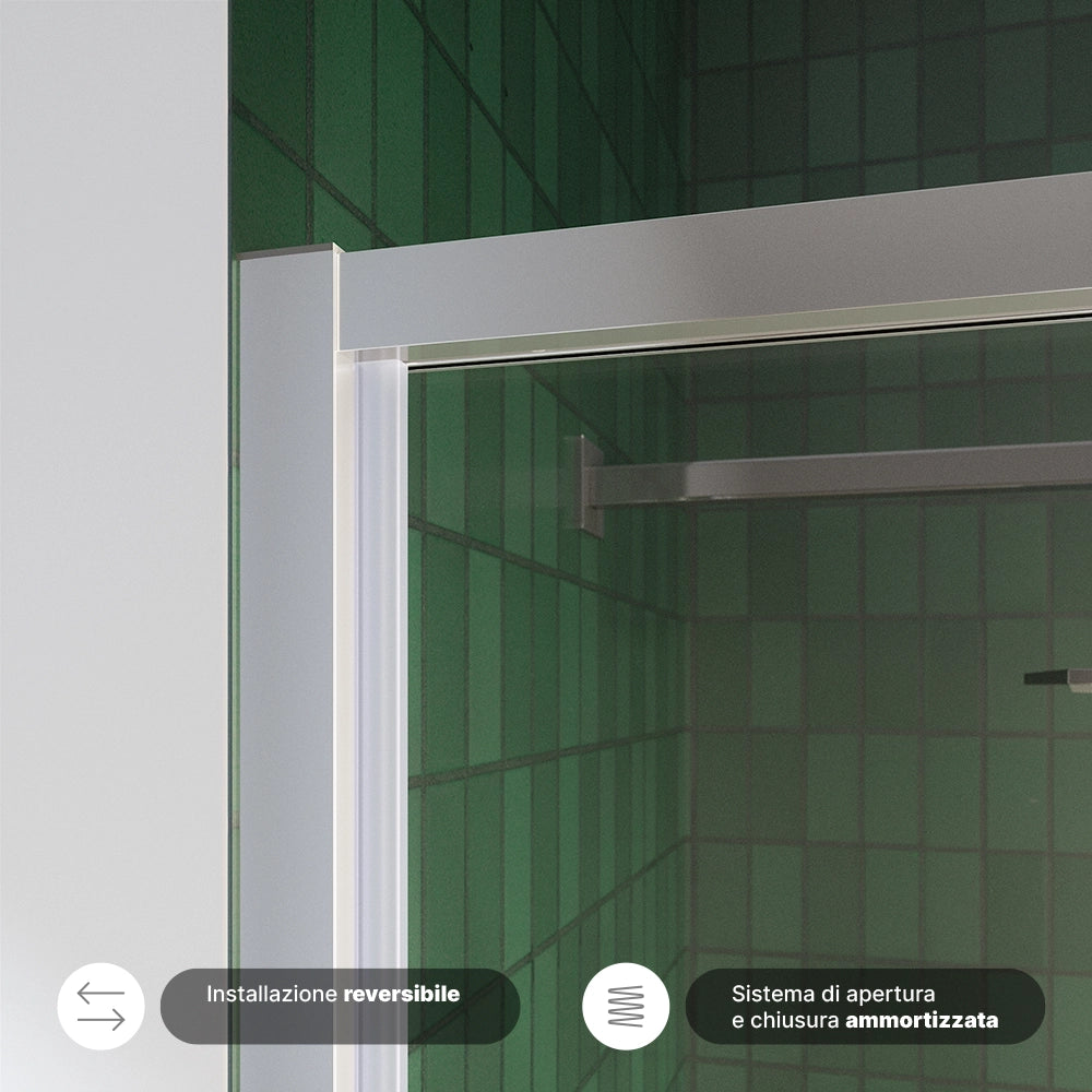 Box doccia 90x90 cm con apertura a libro vetro 6mm trasparente h195 cm | Aruba