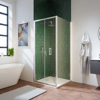 Box doccia 100x100cm con apertura a libro vetro 6mm trasparente h195 cm | Aruba