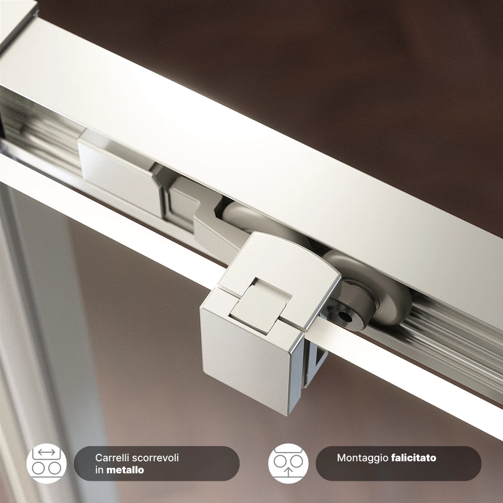 Box doccia 140x100 cm con apertura scorrevole vetro 6mm trasparente h195 cm | Aruba