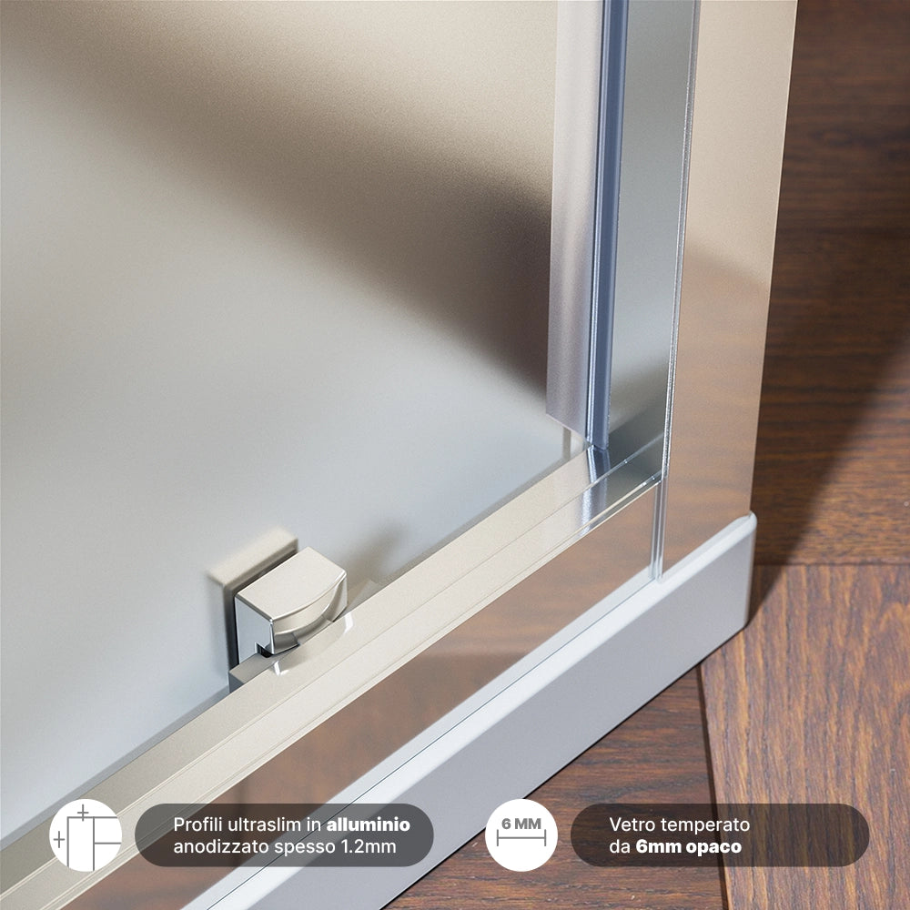 Box doccia 140x100 cm con apertura scorrevole vetro 6mm opaco h195 cm | Aruba