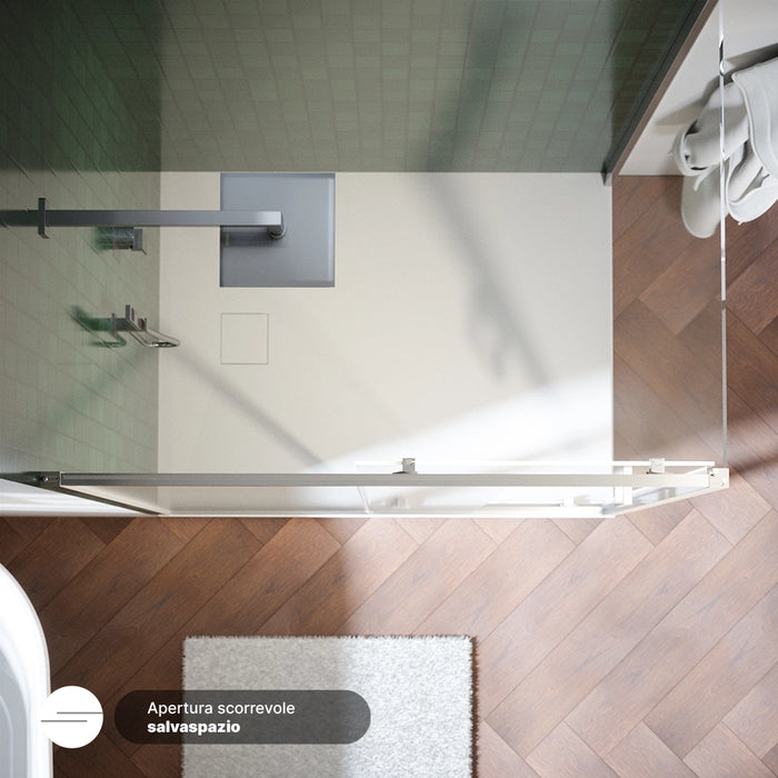Box doccia 120x100 cm con apertura scorrevole vetro 6mm trasparente h195 cm | Aruba