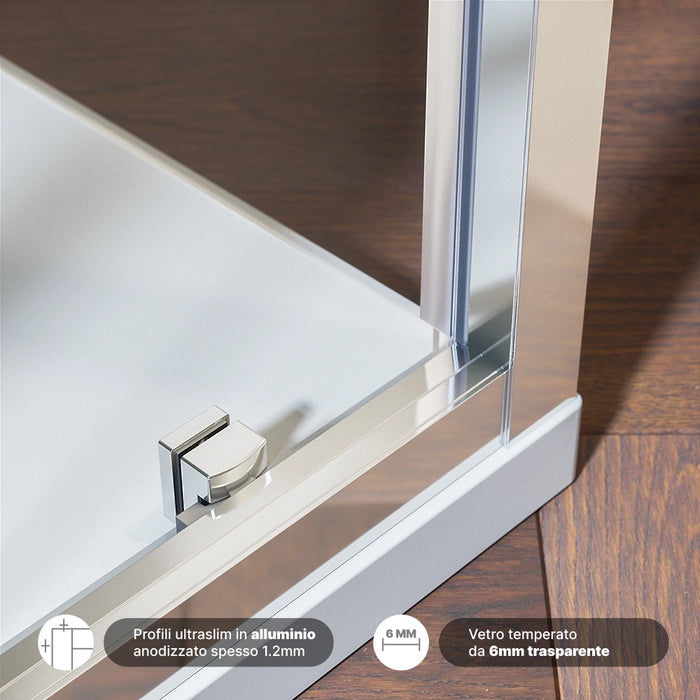 Box doccia 100x100 cm con apertura scorrevole vetro 6mm trasparente h195 cm | Aruba