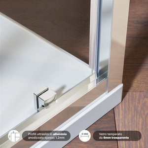 Box doccia 150x90 cm con apertura scorrevole vetro 6mm trasparente h195 cm | Aruba