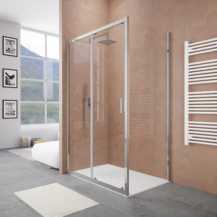 Box doccia 150x90 cm scorrevole vetro 6mm trasparente profili cromati h185 | Tonga