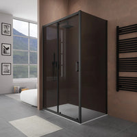 Box doccia 100x80 cm scorrevole vetro 6mm fumè profili nero opaco h185 | Tonga