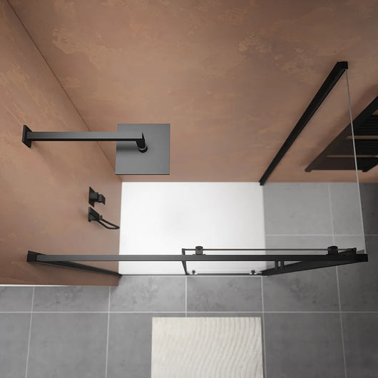 Box doccia 150x90 cm scorrevole vetro 6mm trasparente profili nero opaco h185 | Tonga