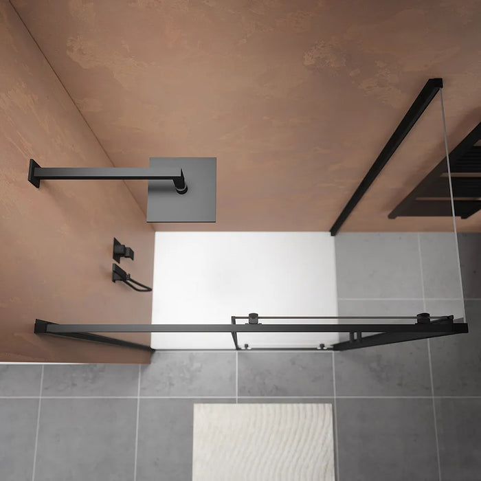 Box doccia 145x70 cm scorrevole vetro 6mm trasparente profili nero opaco h185 | Tonga