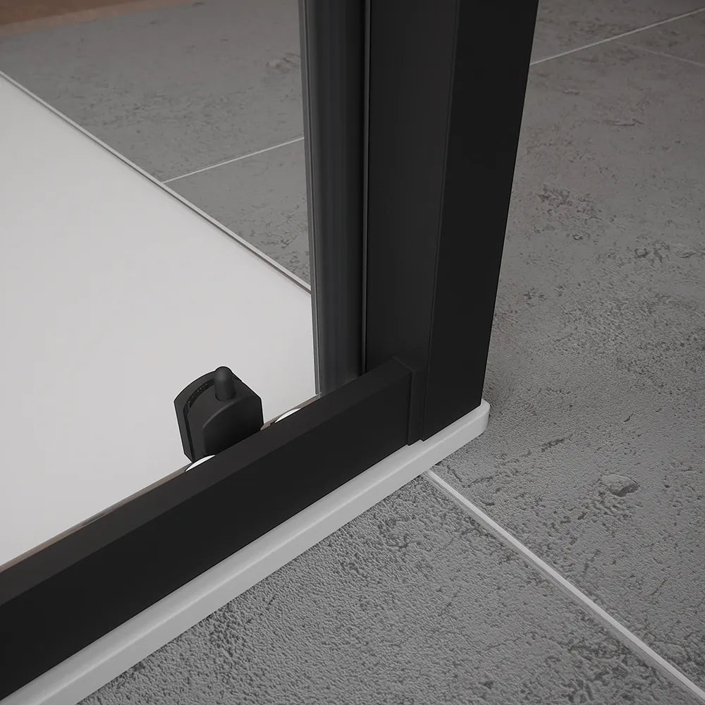 Box doccia 100x70 cm scorrevole vetro 6mm trasparente profili nero opaco h185 | Tonga