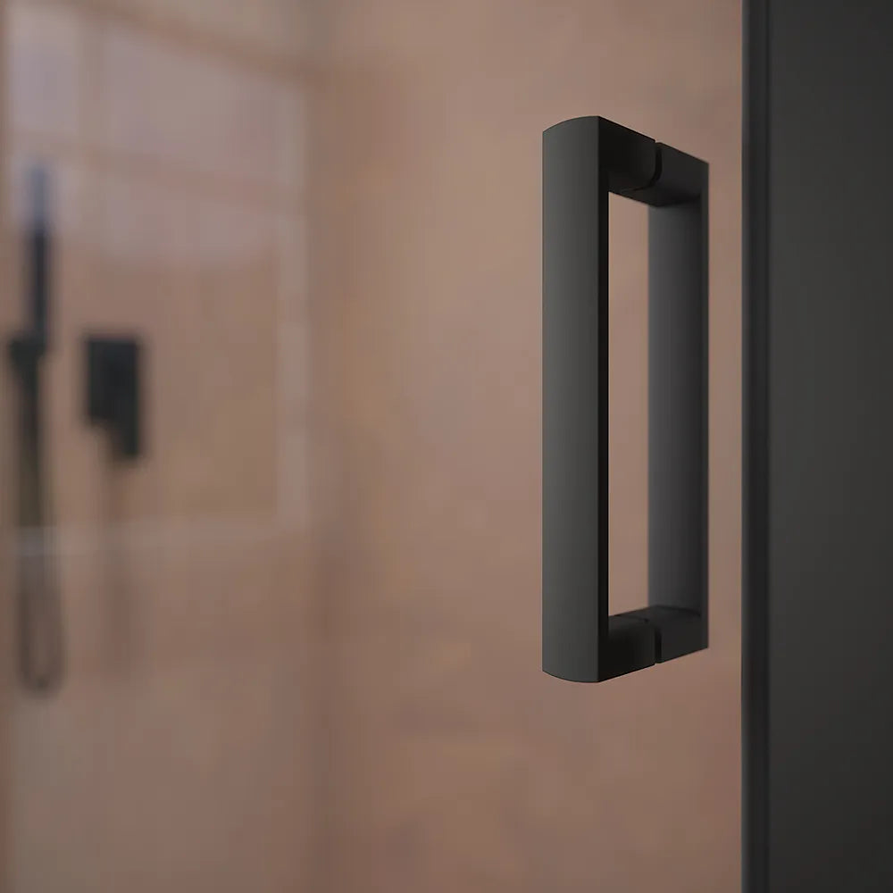 Box doccia 125x70 cm  scorrevole vetro 6mm trasparente profili nero opaco h185 | Tonga