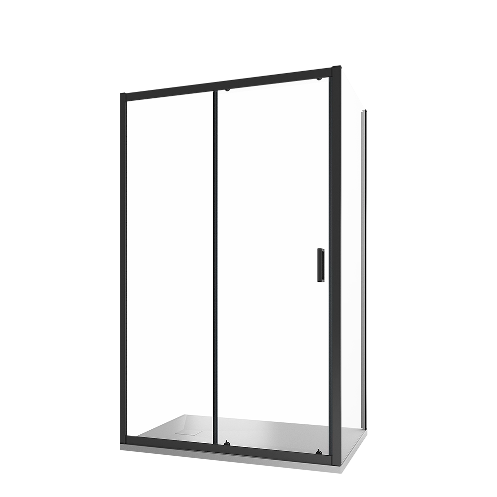 Box doccia 115x70 cm  scorrevole vetro 6mm trasparente profili nero opaco h185 | Tonga