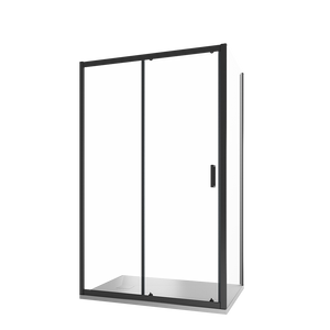 Box doccia 125x70 cm  scorrevole vetro 6mm trasparente profili nero opaco h185 | Tonga