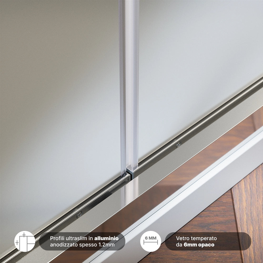 Box doccia 90x100 cm con apertura a libro vetro 6mm opaco h195 cm | Aruba