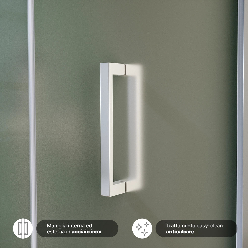Box doccia 90x100 cm con apertura a libro vetro 6mm opaco h195 cm | Aruba