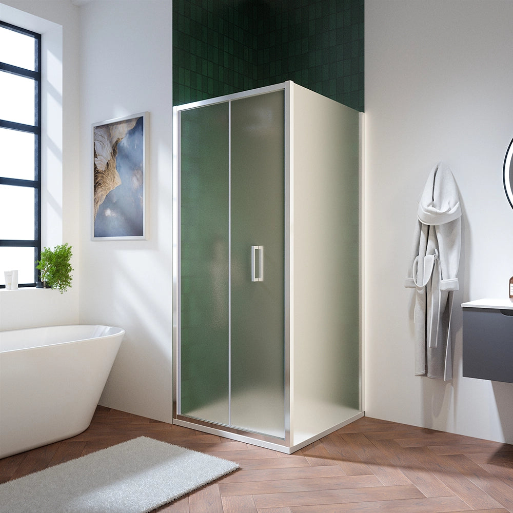 Box doccia 80x90 cm con apertura a libro vetro 6mm opaco h195 cm | Aruba