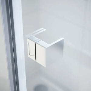 Box doccia 90x80 cm con apertura a battente lato destro con cerniere e parete fissa, profili cromati e vetro 8mm trasparente h195 | Fiji 