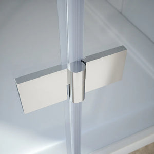 Box doccia 100x90 cm con apertura a battente lato destro con cerniere e parete fissa, profili cromati e vetro 8mm trasparente h195 | Fiji 