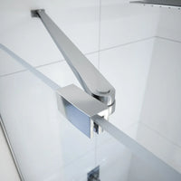 Box doccia 100x90 cm con apertura a battente lato destro con cerniere e parete fissa, profili cromati e vetro 8mm trasparente h195 | Fiji 