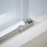 Box doccia 110x90 cm con apertura a battente lato destro con cerniere e parete fissa, profili cromati e vetro 8mm trasparente h195 | Fiji 