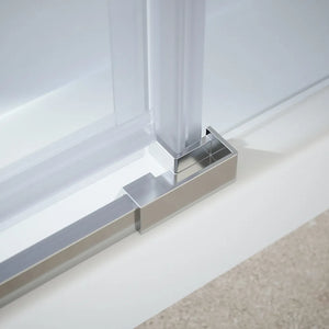 Box doccia 110x90 cm con apertura a battente lato destro con cerniere e parete fissa, profili cromati e vetro 8mm trasparente h195 | Fiji 