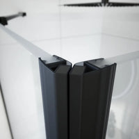 Box doccia 120x70 cm con apertura a battente lato destro con cerniere e parete fissa, profili nero opaco e vetro 8mm trasparente h195 | Fiji 