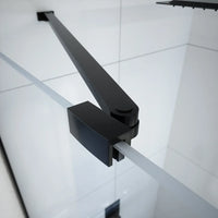 Box doccia 120x70 cm con apertura a battente lato destro con cerniere e parete fissa, profili nero opaco e vetro 8mm trasparente h195 | Fiji 