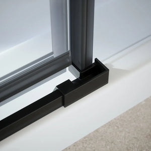 Box doccia 120x70 cm con apertura a battente lato destro con cerniere e parete fissa, profili nero opaco e vetro 8mm trasparente h195 | Fiji 