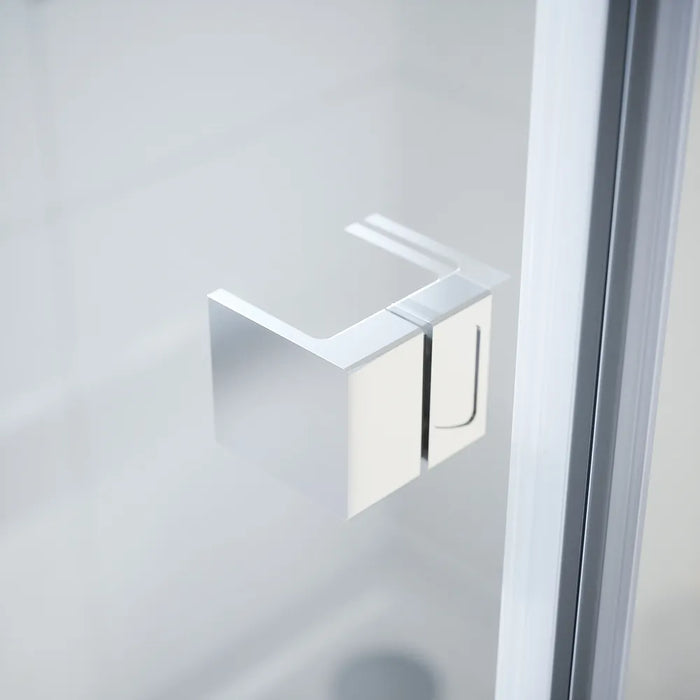 Box doccia 80x80 cm con apertura a battente lato sinistro con cerniere e parete fissa, profili cromati e vetro 8mm trasparente h195 | Fiji 