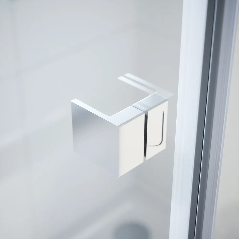 Box doccia 70x80 cm con apertura a battente lato sinistro con cerniere e parete fissa, profili cromati e vetro 8mm trasparente h195 | Fiji 