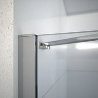 Box doccia 80x90 cm con apertura a battente lato sinistro con cerniere e parete fissa, profili cromati e vetro 8mm trasparente h195 | Fiji 