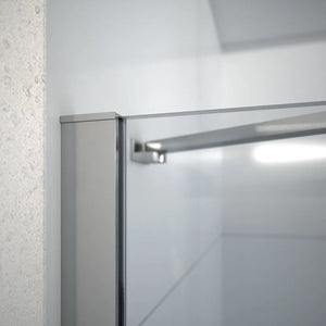 Box doccia 80x90 cm con apertura a battente lato sinistro con cerniere e parete fissa, profili cromati e vetro 8mm trasparente h195 | Fiji 