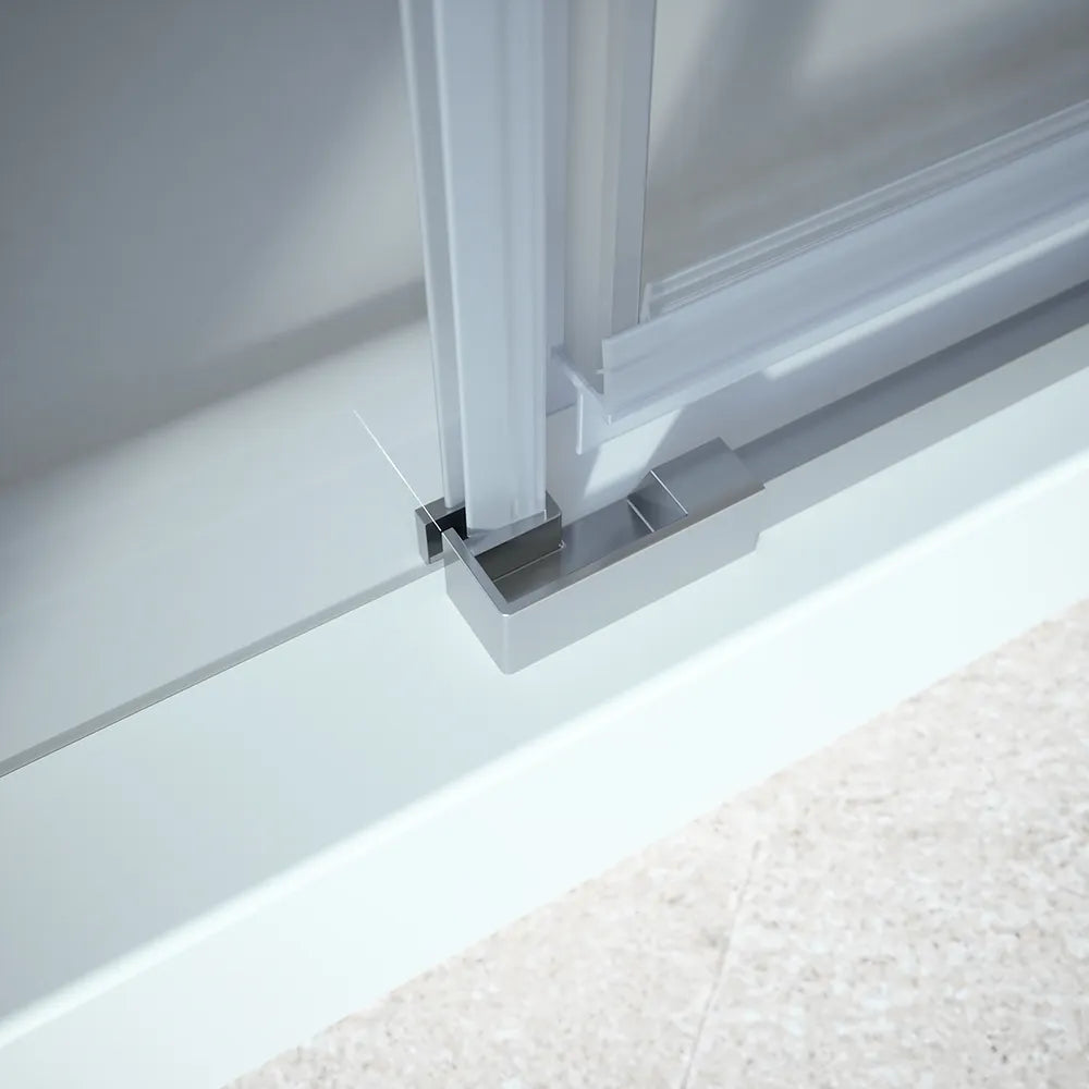 Box doccia 110x90 cm con apertura a battente lato sinistro con cerniere e parete fissa, profili cromati e vetro 8mm trasparente h195 | Fiji 