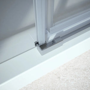 Box doccia 80x90 cm con apertura a battente lato sinistro con cerniere e parete fissa, profili cromati e vetro 8mm trasparente h195 | Fiji 