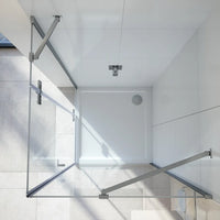 Box doccia 80x80 cm con apertura a battente lato sinistro con cerniere e parete fissa, profili cromati e vetro 8mm trasparente h195 | Fiji 