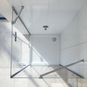 Box doccia 80x90 cm con apertura a battente lato sinistro con cerniere e parete fissa, profili cromati e vetro 8mm trasparente h195 | Fiji 