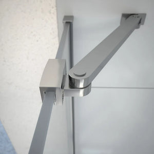 Box doccia 80x90 cm con apertura a battente lato sinistro con cerniere e parete fissa, profili cromati e vetro 8mm trasparente h195 | Fiji 