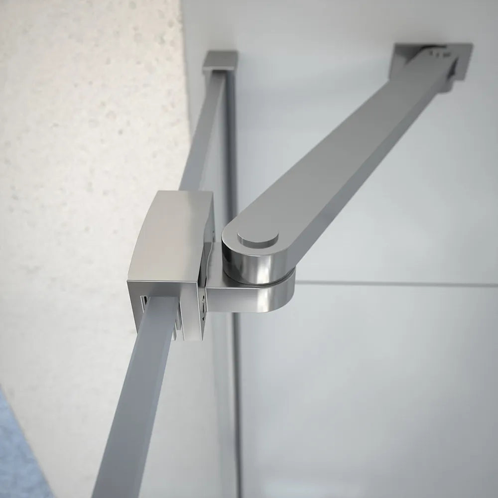 Box doccia 80x80 cm con apertura a battente lato sinistro con cerniere e parete fissa, profili cromati e vetro 8mm trasparente h195 | Fiji 