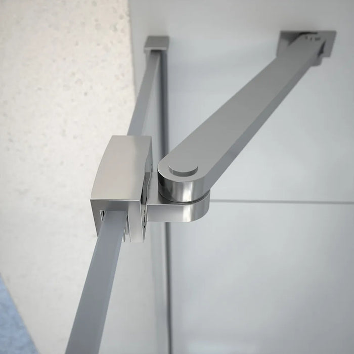 Box doccia 110x90 cm con apertura a battente lato sinistro con cerniere e parete fissa, profili cromati e vetro 8mm trasparente h195 | Fiji 