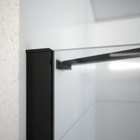 Box doccia 80x70 cm con apertura a battente lato sinistro con cerniere e parete fissa, profili nero opaco e vetro 8mm trasparente h195 | Fiji 