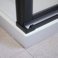 Box doccia 80x70 cm con apertura a libro lato destro e parete fissa, profili nero opaco e vetro 8mm trasparente h195 | Fiji