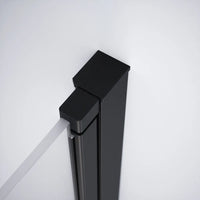 Box doccia 80x70 cm con apertura a libro lato destro e parete fissa, profili nero opaco e vetro 8mm trasparente h195 | Fiji