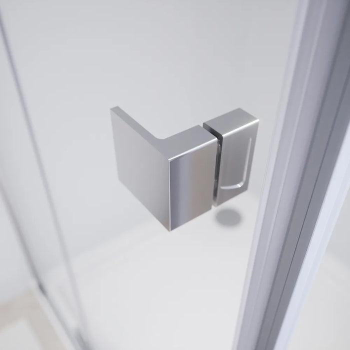 Box doccia 70x70 cm con apertura a libro lato sinistro e parete fissa, profili cromati e vetro 8mm trasparente h195 | Fiji