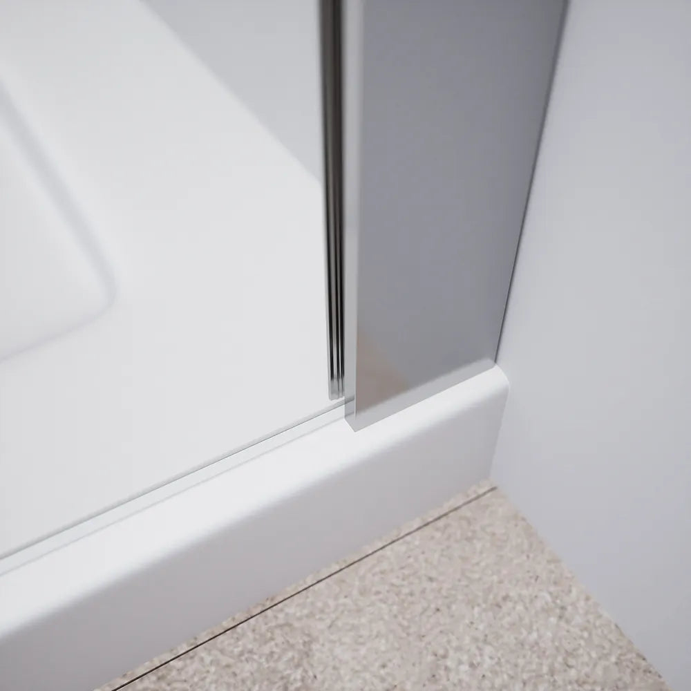 Box doccia 70x70 cm con apertura a libro lato sinistro e parete fissa, profili cromati e vetro 8mm trasparente h195 | Fiji