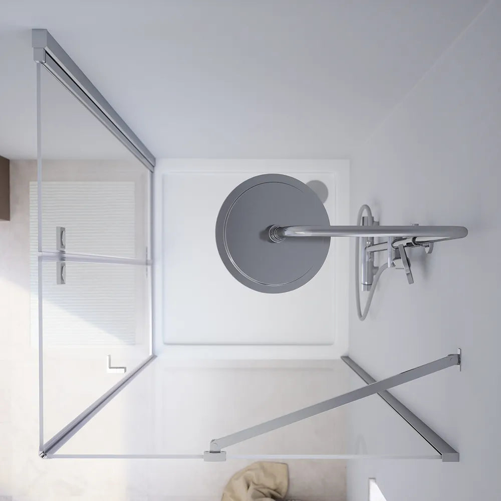 Box doccia 70x70 cm con apertura a libro lato sinistro e parete fissa, profili cromati e vetro 8mm trasparente h195 | Fiji