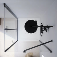 Box doccia 80x70 cm con apertura a libro lato sinistro e parete fissa, profili nero opaco e vetro 8mm trasparente h195 | Fiji