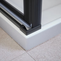 Box doccia 80x70 cm con apertura a libro lato sinistro e parete fissa, profili nero opaco e vetro 8mm trasparente h195 | Fiji