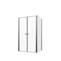 Box doccia 90x80 cm cm porta saloon e parete fissa profili cromati e vetro da 8mm trasparente h195 | Fiji