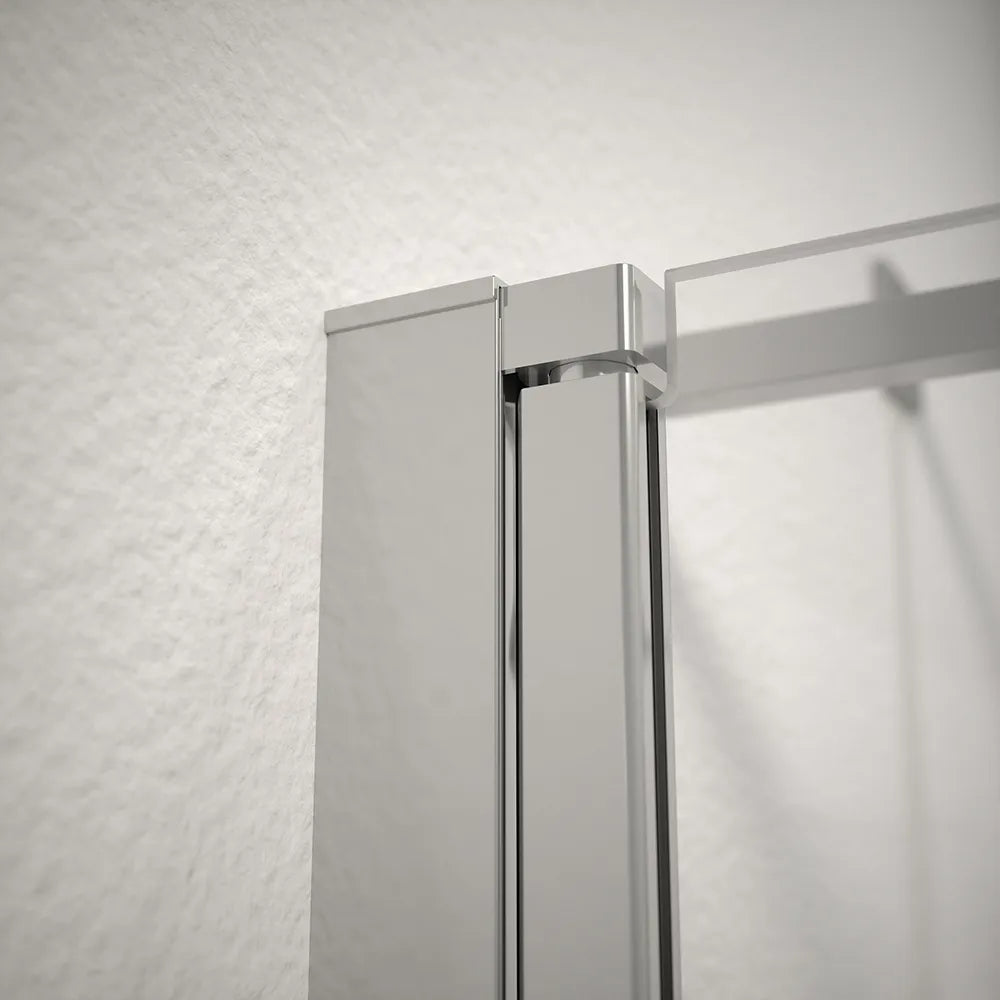 Box doccia 80x80 cm porta saloon e parete fissa profili cromati e vetro da 8mm trasparente h195 | Fiji