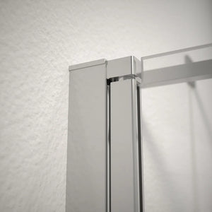 Box doccia 110x80 cm porta saloon e parete fissa profili cromati e vetro da 8mm trasparente h195 | Fiji