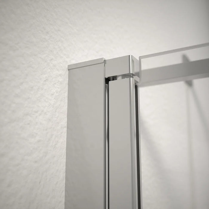 Box doccia 90x80 cm cm porta saloon e parete fissa profili cromati e vetro da 8mm trasparente h195 | Fiji