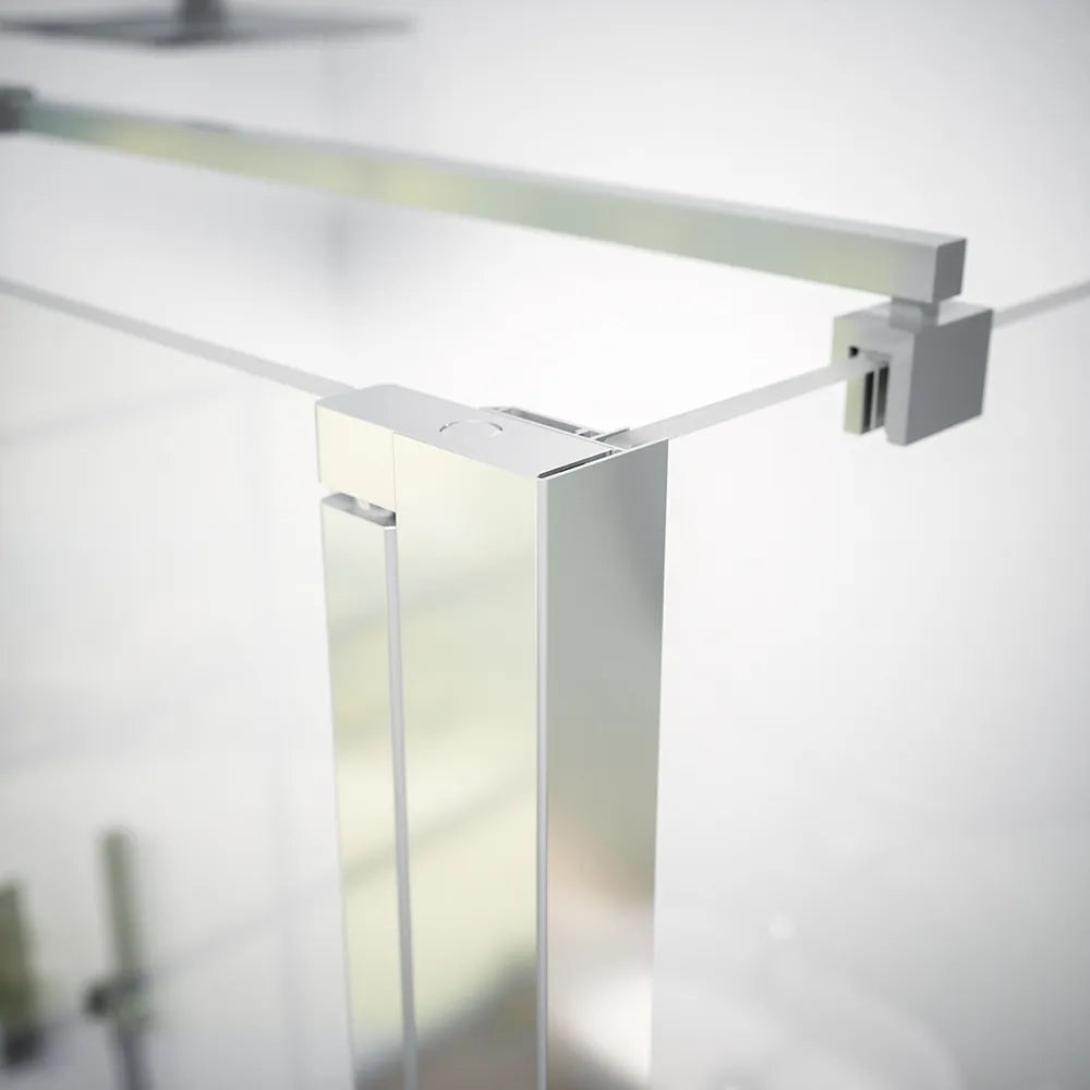 Box doccia 110x80 cm porta saloon e parete fissa profili cromati e vetro da 8mm trasparente h195 | Fiji